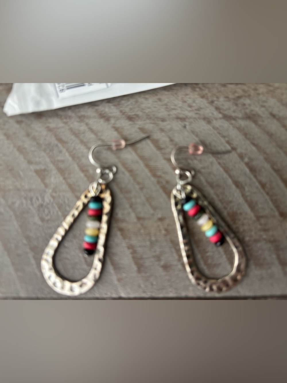 SHEIN Gold-Tone Teardrop Earrings with Multicolor Beads